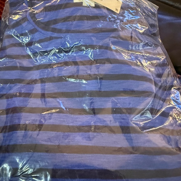 NIC+ZOE Stripe Knit Scoop Neck Short Sleeve Cotton Blend Blue Striped Tee NWT XL - Picture 6 of 11